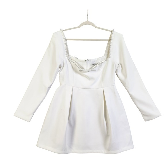 Odd Muse Womens The Ultimate Muse Pearl Dress Size XL White Square Neck Bridal - Picture 3 of 16